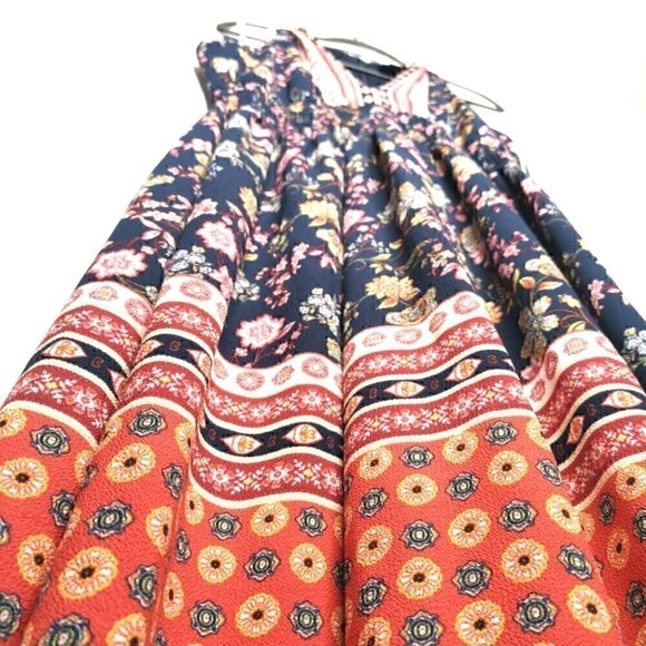 NWT Gabby Skye Women's 12 RN# 67473 Floral Zipper Dress Tribal Boho Blue Red - Picture 13 of 16